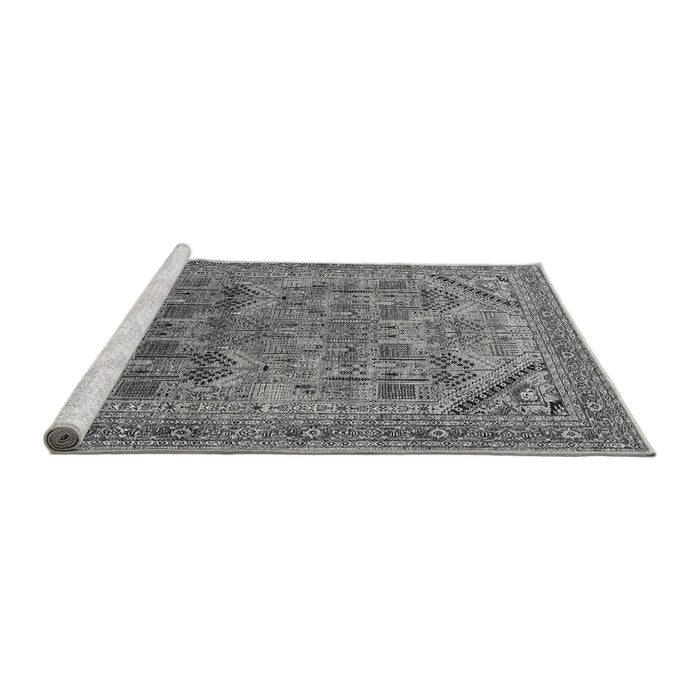 Sideview of Machine Washable Oriental Gray Industrial Rug, wshurb1946gry
