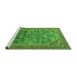 Sideview of Machine Washable Oriental Green Industrial Area Rugs, wshurb1946grn