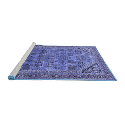 Sideview of Machine Washable Oriental Blue Industrial Rug, wshurb1946blu