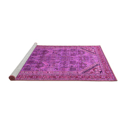 Sideview of Machine Washable Oriental Pink Industrial Rug, wshurb1946pnk