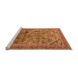 Sideview of Machine Washable Oriental Orange Industrial Area Rugs, wshurb1946org