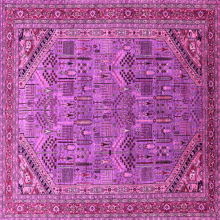 Square Machine Washable Oriental Pink Industrial Rug, wshurb1946pnk