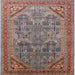 Square Mid-Century Modern Red Brown Oriental Rug, urb1946