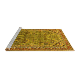 Sideview of Machine Washable Oriental Yellow Industrial Rug, wshurb1946yw