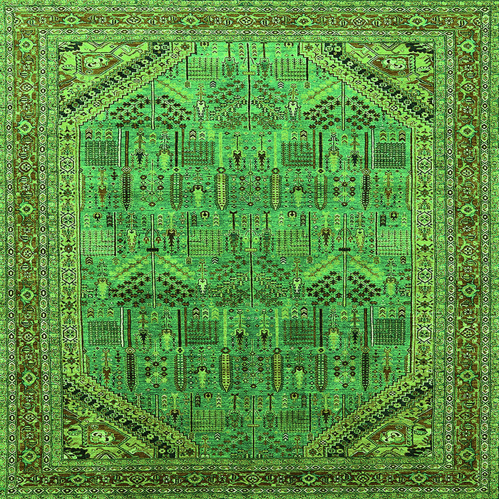 Square Oriental Green Industrial Rug, urb1946grn