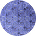 Round Oriental Blue Industrial Rug, urb1947blu