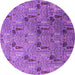 Round Oriental Purple Industrial Rug, urb1947pur