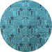 Round Oriental Light Blue Industrial Rug, urb1947lblu