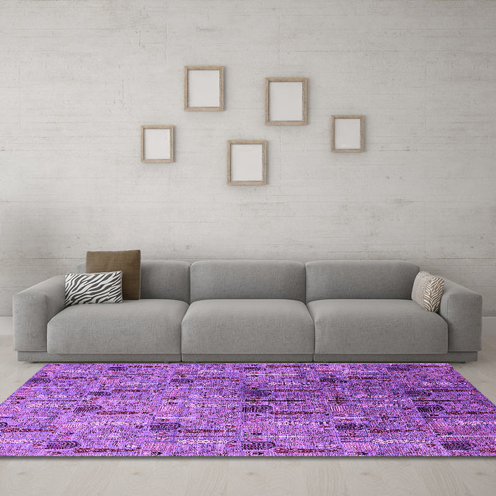 Machine Washable Oriental Purple Industrial Area Rugs in a Living Room, wshurb1947pur