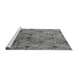 Sideview of Machine Washable Oriental Gray Industrial Rug, wshurb1947gry
