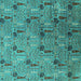 Square Oriental Turquoise Industrial Rug, urb1947turq