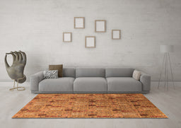 Machine Washable Oriental Orange Industrial Area Rugs in a Living Room, wshurb1947org