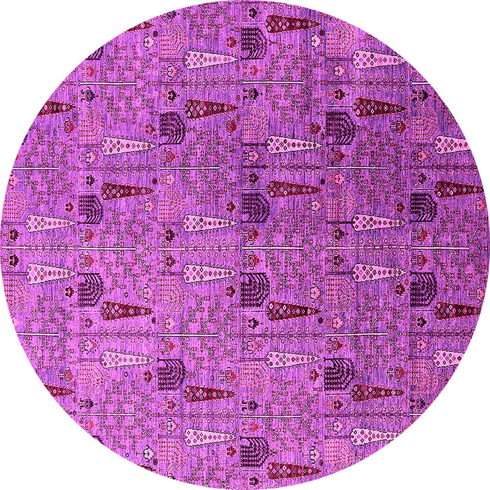Round Machine Washable Oriental Pink Industrial Rug, wshurb1947pnk