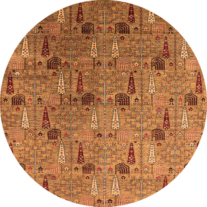 Round Machine Washable Oriental Orange Industrial Area Rugs, wshurb1947org