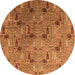 Round Machine Washable Oriental Orange Industrial Area Rugs, wshurb1947org