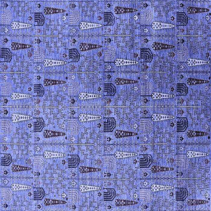 Square Machine Washable Oriental Blue Industrial Rug, wshurb1947blu