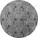 Round Machine Washable Oriental Gray Industrial Rug, wshurb1947gry