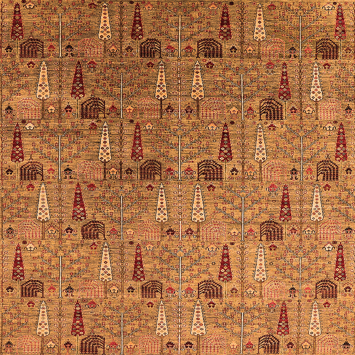 Square Machine Washable Oriental Orange Industrial Area Rugs, wshurb1947org