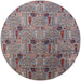 Round Mid-Century Modern Maroon Purple Oriental Rug, urb1947