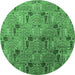 Round Oriental Emerald Green Industrial Rug, urb1947emgrn