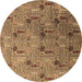 Round Oriental Brown Industrial Rug, urb1947brn