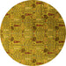 Round Oriental Yellow Industrial Rug, urb1947yw