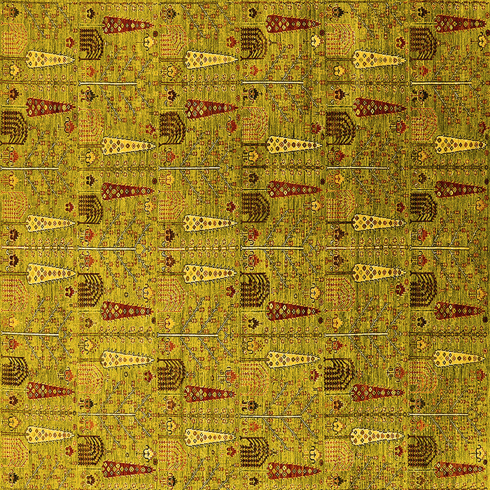 Square Machine Washable Oriental Yellow Industrial Rug, wshurb1947yw