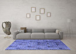 Machine Washable Oriental Blue Industrial Rug in a Living Room, wshurb1947blu