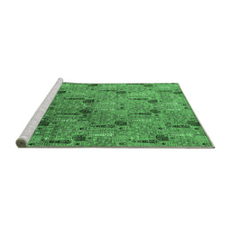 Sideview of Machine Washable Oriental Emerald Green Industrial Area Rugs, wshurb1947emgrn