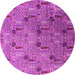 Round Oriental Pink Industrial Rug, urb1947pnk