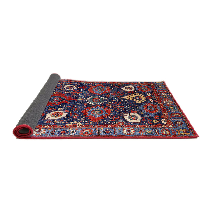 Sideview of Mid-Century Modern Burgundy Red Oriental Rug, urb1948