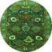 Round Oriental Green Industrial Rug, urb1948grn