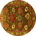 Round Oriental Yellow Industrial Rug, urb1948yw