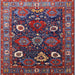 Square Mid-Century Modern Burgundy Red Oriental Rug, urb1948