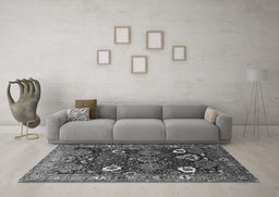 Machine Washable Oriental Gray Industrial Rug in a Living Room,, wshurb1948gry