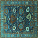 Square Oriental Turquoise Industrial Rug, urb1948turq