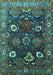 Machine Washable Oriental Turquoise Industrial Area Rugs, wshurb1948turq