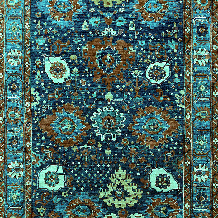Machine Washable Oriental Turquoise Industrial Area Rugs, wshurb1948turq