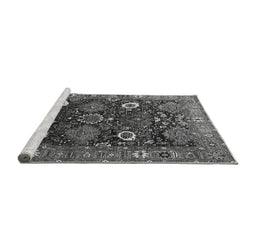 Sideview of Machine Washable Oriental Gray Industrial Rug, wshurb1948gry