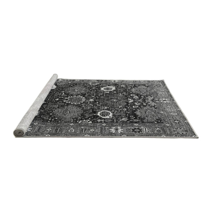 Sideview of Machine Washable Oriental Gray Industrial Rug, wshurb1948gry