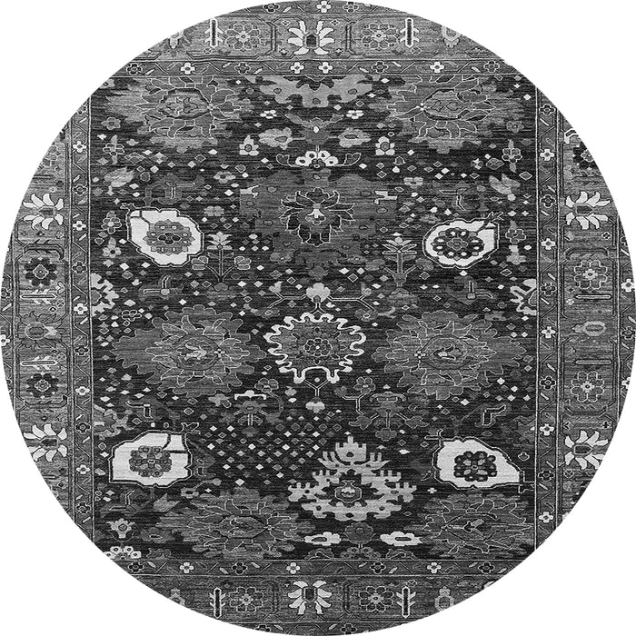 Round Machine Washable Oriental Gray Industrial Rug, wshurb1948gry