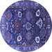 Round Oriental Blue Industrial Rug, urb1948blu