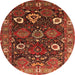 Round Oriental Orange Industrial Rug, urb1948org