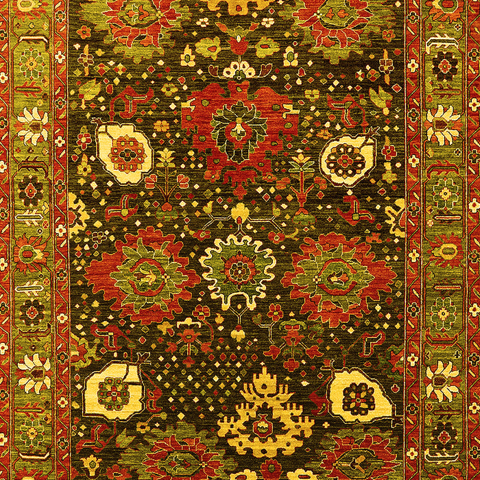 Machine Washable Oriental Yellow Industrial Rug, wshurb1948yw