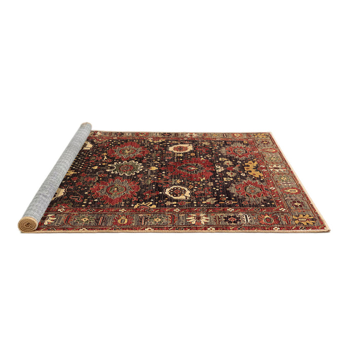 Sideview of Machine Washable Oriental Brown Industrial Rug, wshurb1948brn