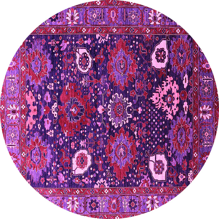 Round Machine Washable Oriental Pink Industrial Rug, wshurb1948pnk