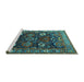 Sideview of Machine Washable Oriental Turquoise Industrial Area Rugs, wshurb1948turq