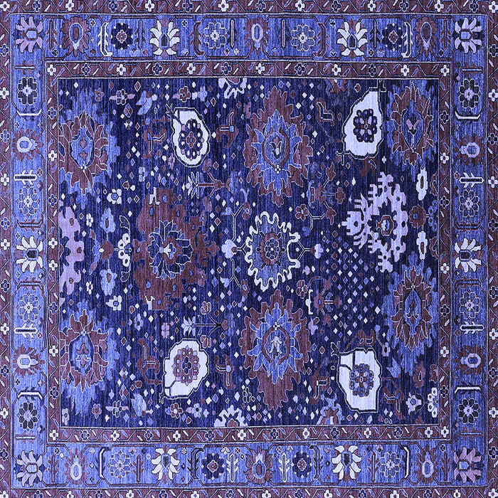 Square Machine Washable Oriental Blue Industrial Rug, wshurb1948blu