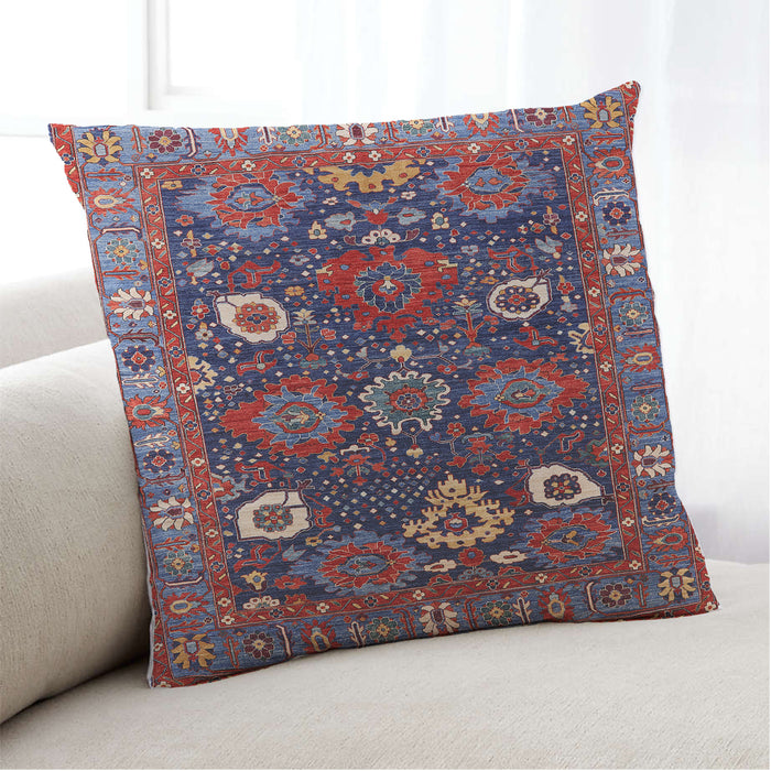 Lifestyle Image of Mid-Century Modern Urban Square Burgundy Red Throw Pillow, 18 inch by 18 inch, pwurb1948