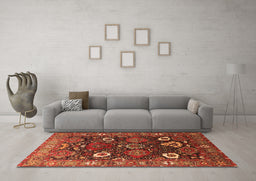 Machine Washable Oriental Orange Industrial Area Rugs in a Living Room, wshurb1948org